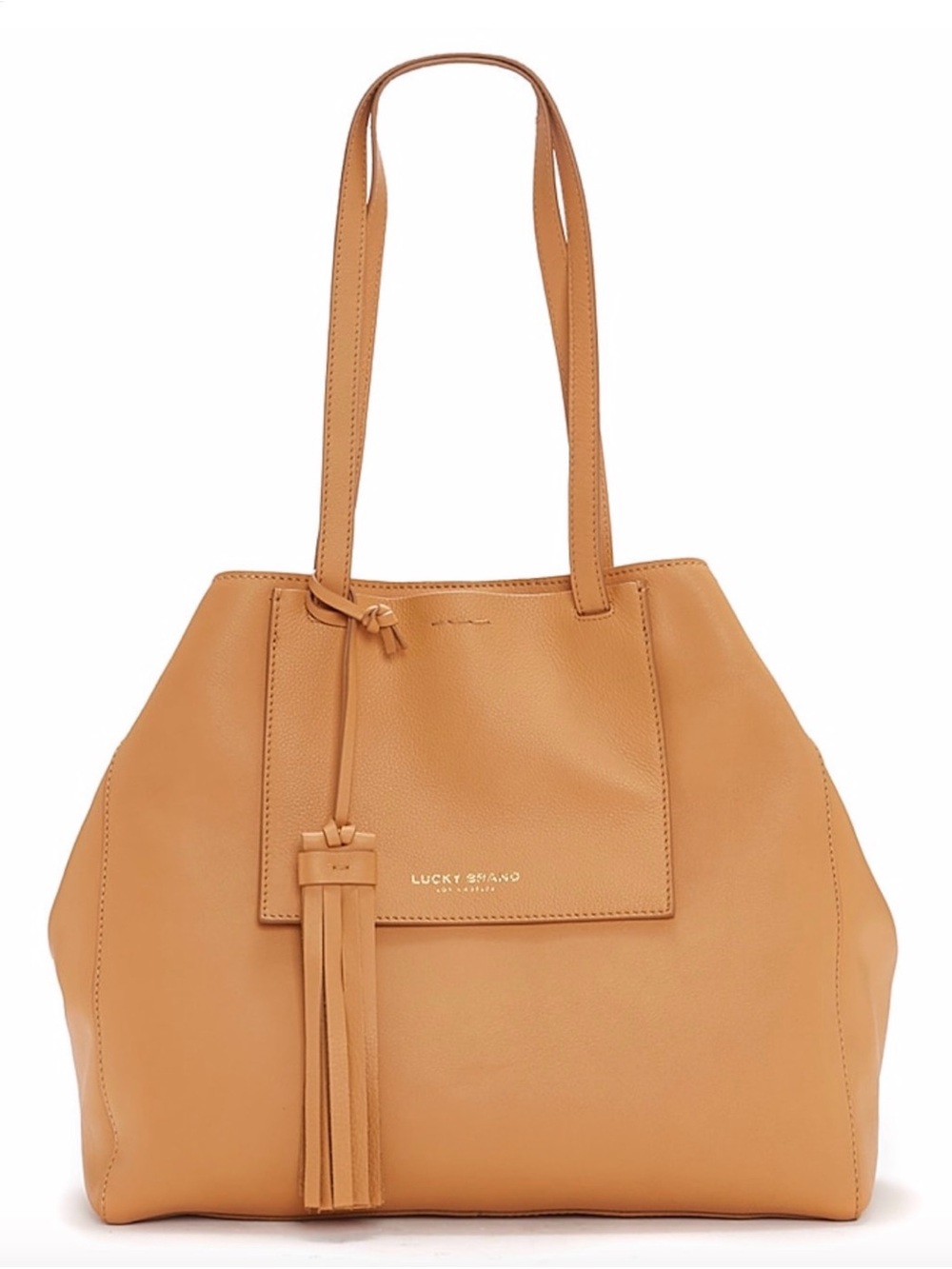 Lucky Brand Caramel Tan Leather Tassel Tote